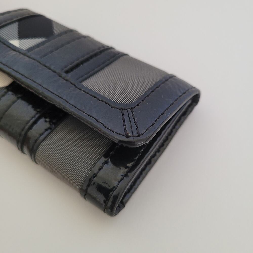 Burrbery Key Hooks Holder Case Wallet Logo Black Gray Check Trifold Designer - Picture 7 of 9